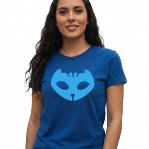2 Camiseta Azul Pj Masks Adulto ( Baby Look ) mlc
