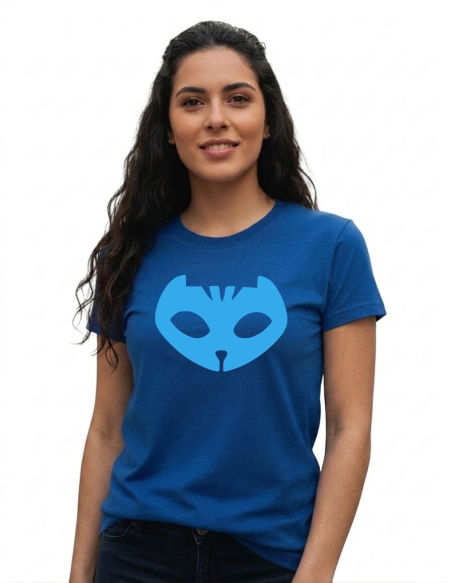 Camiseta Azul Pj Masks Adulto ( Baby Look ) mlc