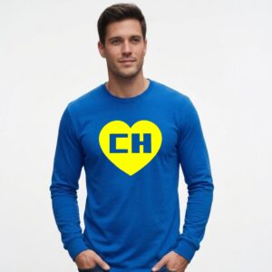 Camiseta Manga Longa Adulto Unissex Chapolin Colorado ( Azul )