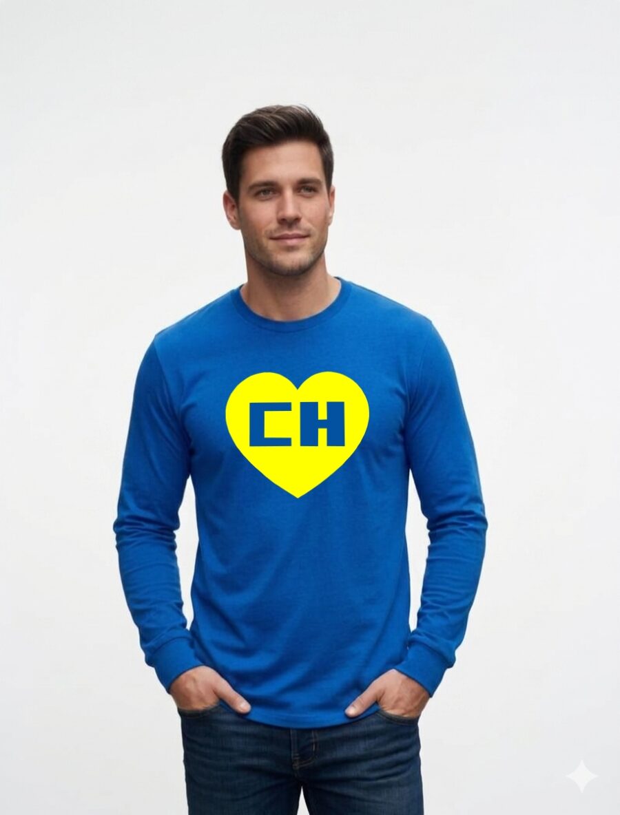2 Camiseta Manga Longa Adulto Unissex Chapolin Colorado ( Azul )