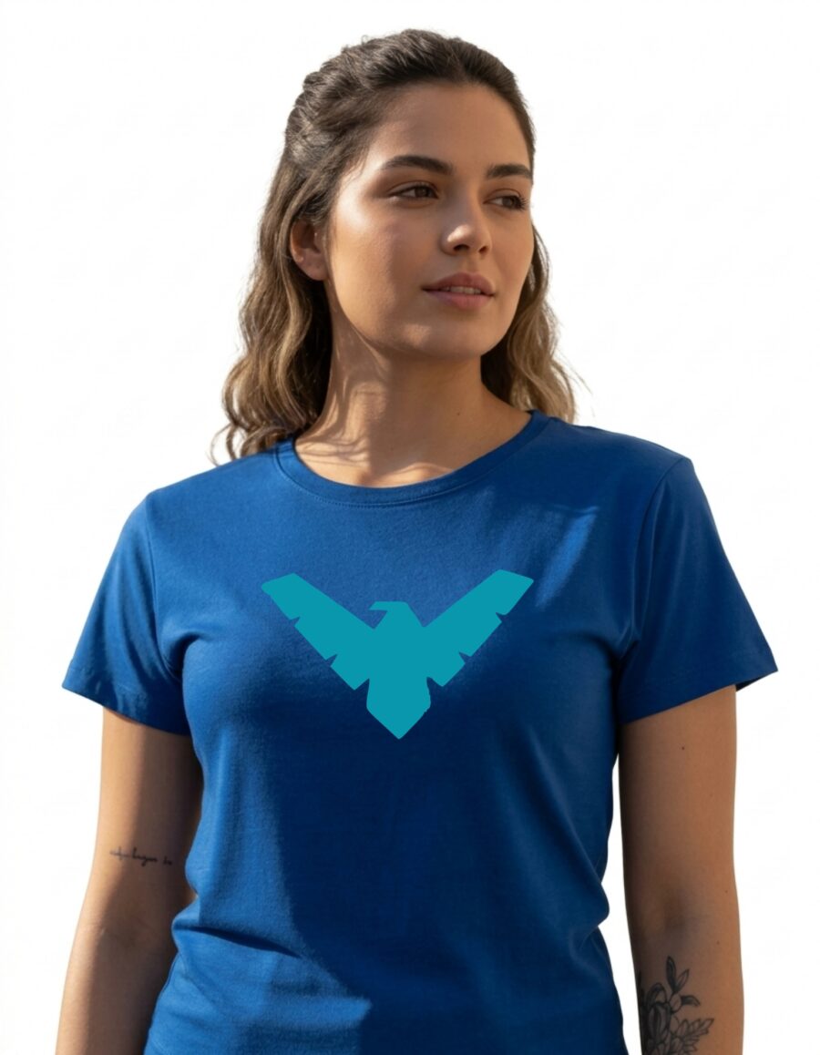 Camiseta Azul Baby Look Preta Malha Pv Asa Noturna mlr