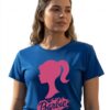 Camiseta Azul Manga Curta Baby Look Feminina Rosa Barbie mlr