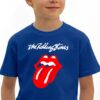 Camiseta Azul Infantil Unissex Rolling Stones Logo Banda Rock mlr