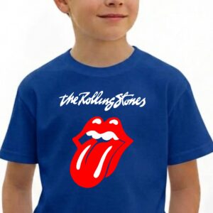 2 Camiseta Azul Infantil Unissex Rolling Stones Logo Banda Rock mlr