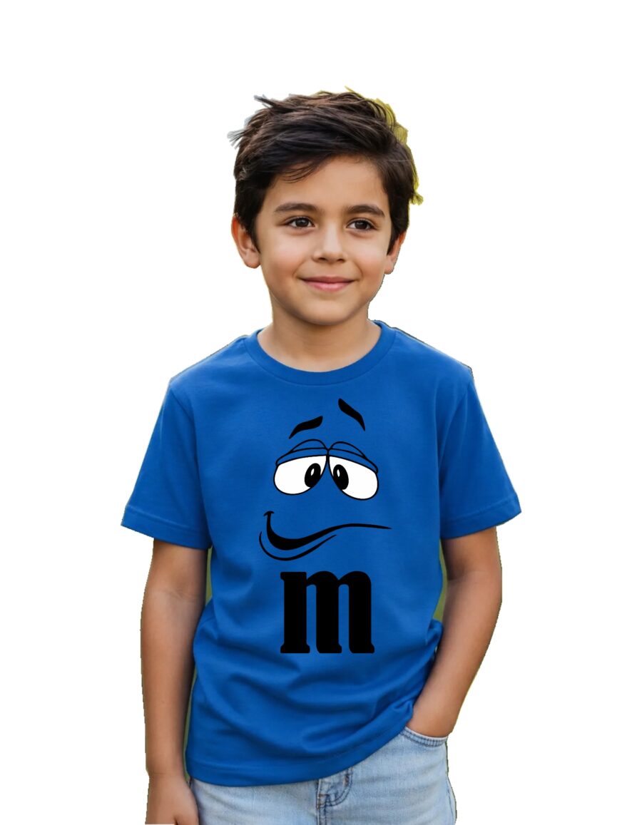 Camiseta Azul Ss Infantil M&m Mod 2 mlr