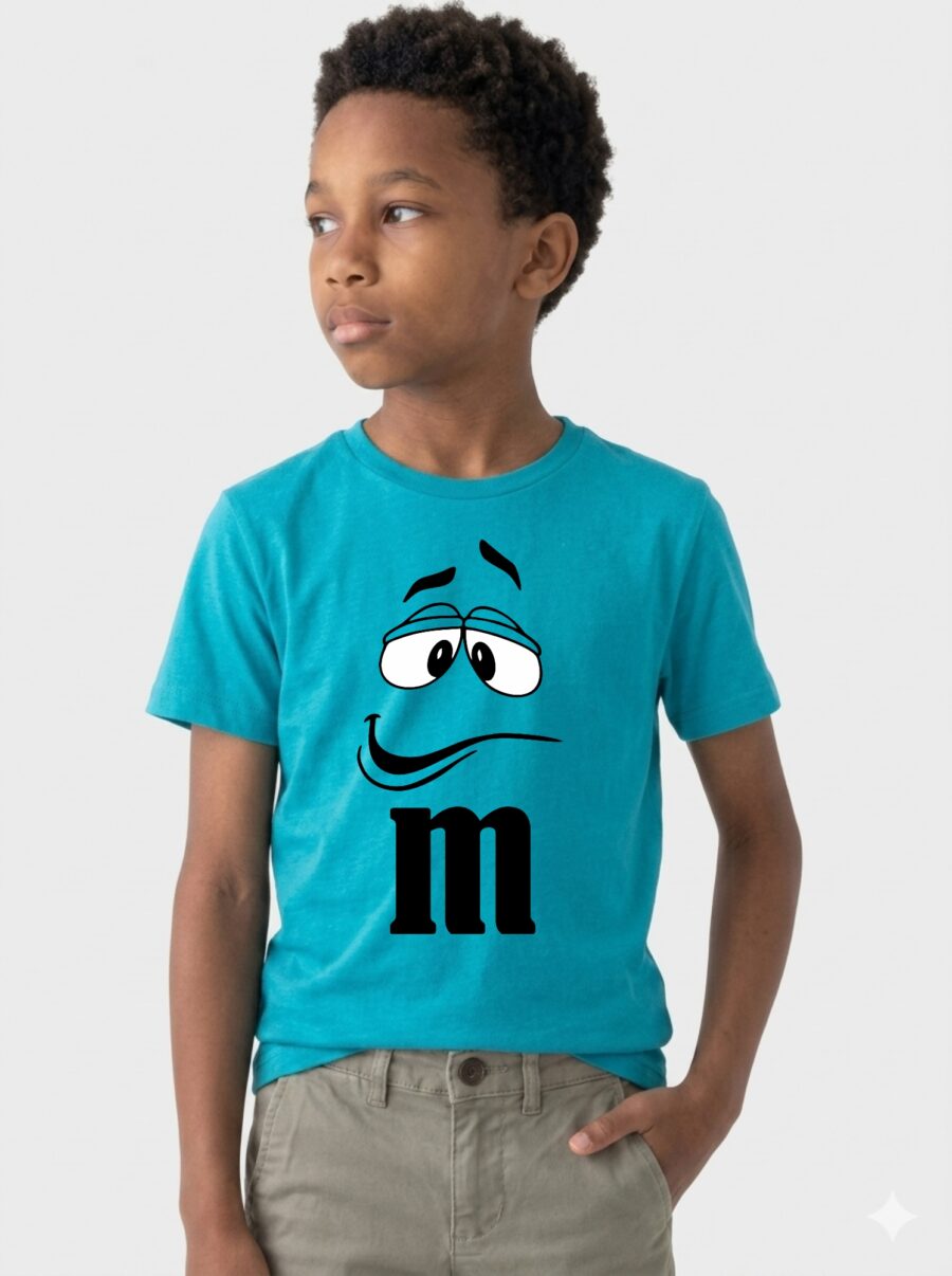 Camiseta Azul Turquesa Ss Infantil M&m Mod 2 mlr
