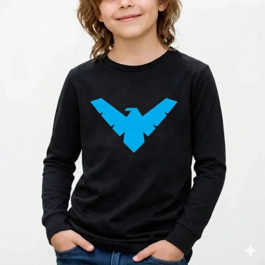 3 Camiseta Asa Noturna Infantil Manga Longa Silk Screen Premium