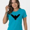 Camiseta Azul Turquesa Baby Look Preta Malha Pv Asa Noturna mlr