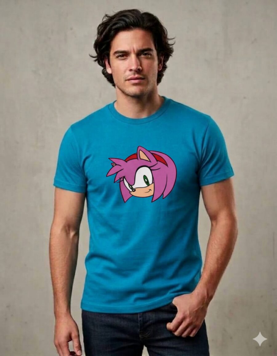 Camiseta Azul Turquesa Adulto Masculino Amy Sonic mlca