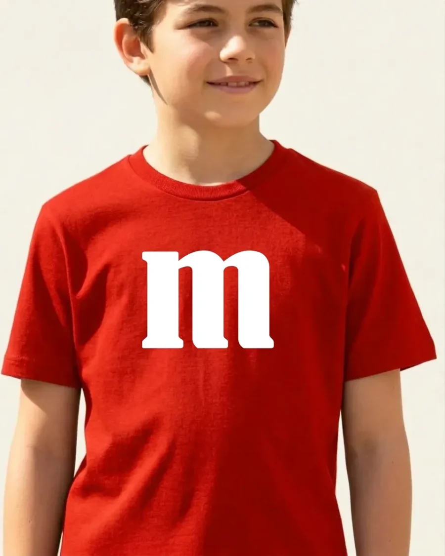 Camiseta Vermelha Unissex Infantil M&m M