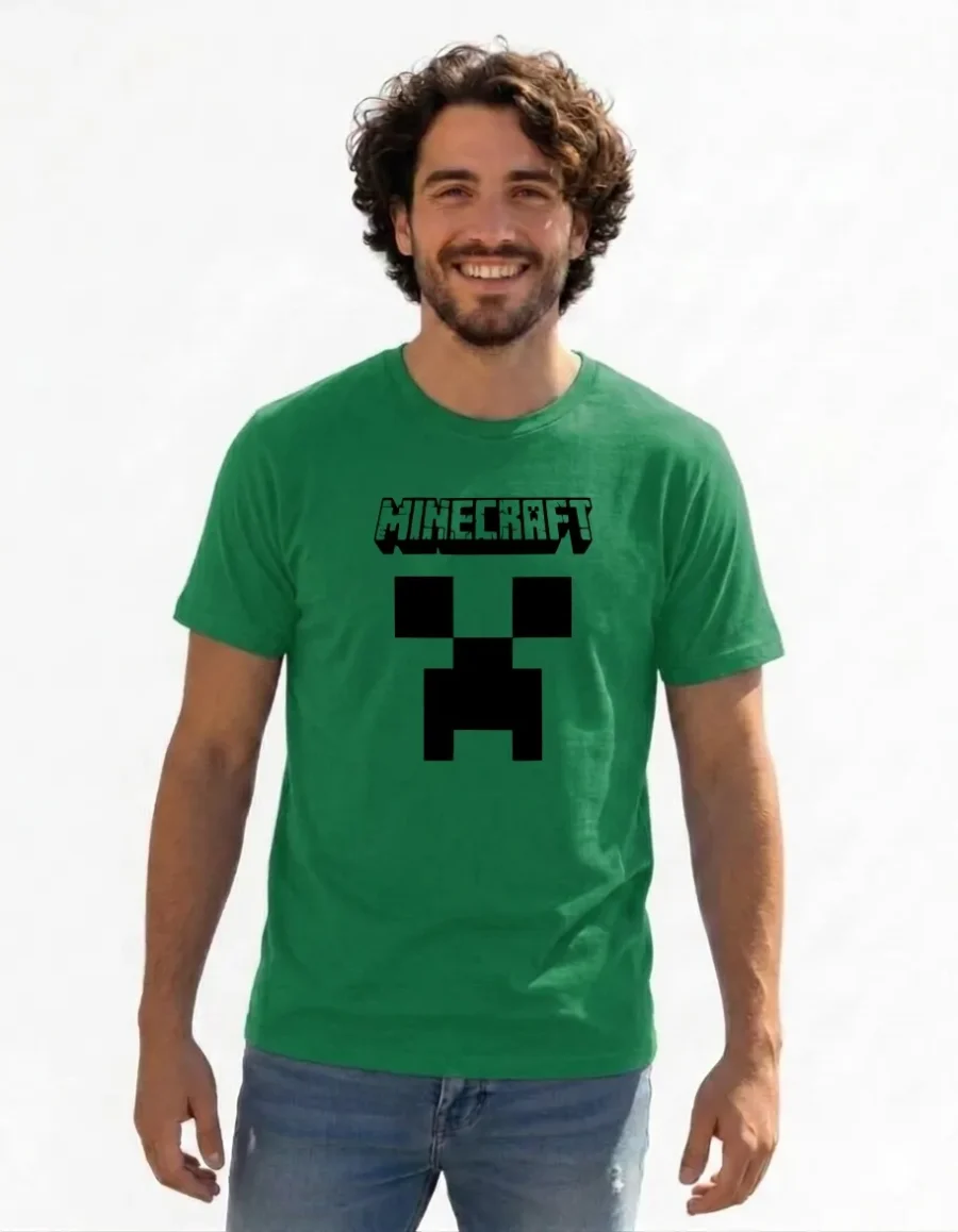 Camiseta Minecraft Creeper Verde Adulto Unissex