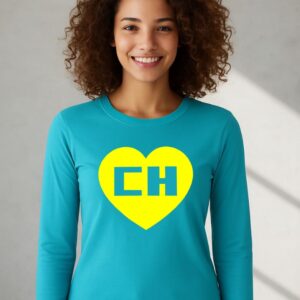 3_chapolin Camiseta Chapolin Colorado Baby Look Manga Longa ( Azul Turquesa )