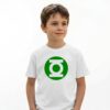 Camiseta Branca Infantil Unissex Lanterna Green Super Herói mlr