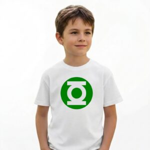 4 Camiseta Branca Infantil Unissex Lanterna Green Super Herói mlr