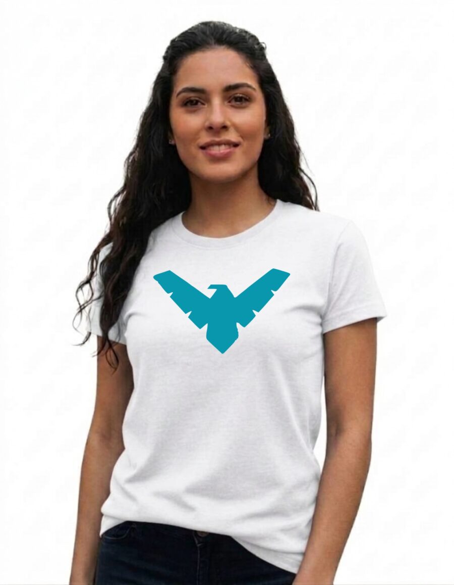 Camiseta Branca Baby Look Preta Malha Pv Asa Noturna mlr