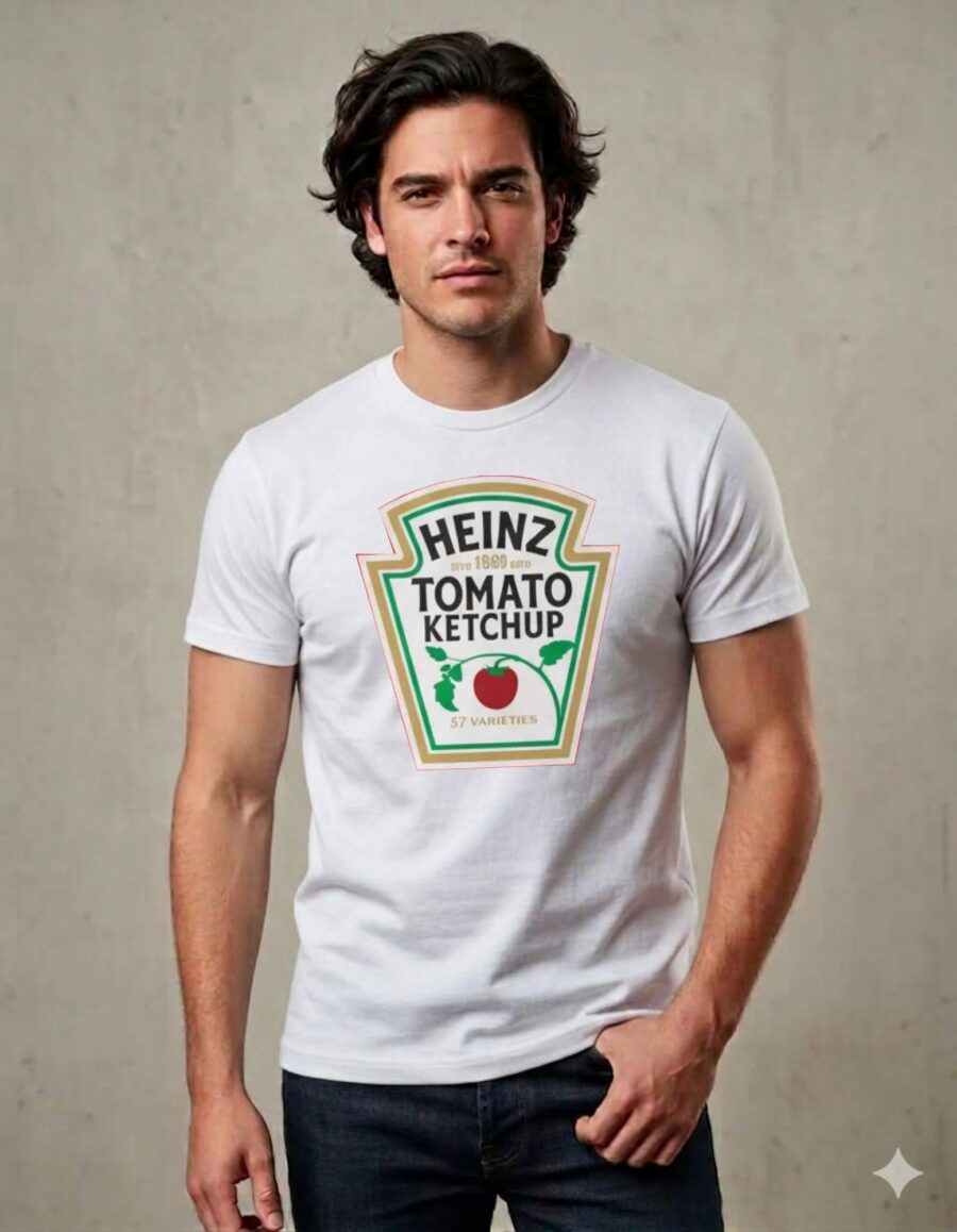 Camiseta Branca Ketchup Heinz Adulto Tradicional mlr