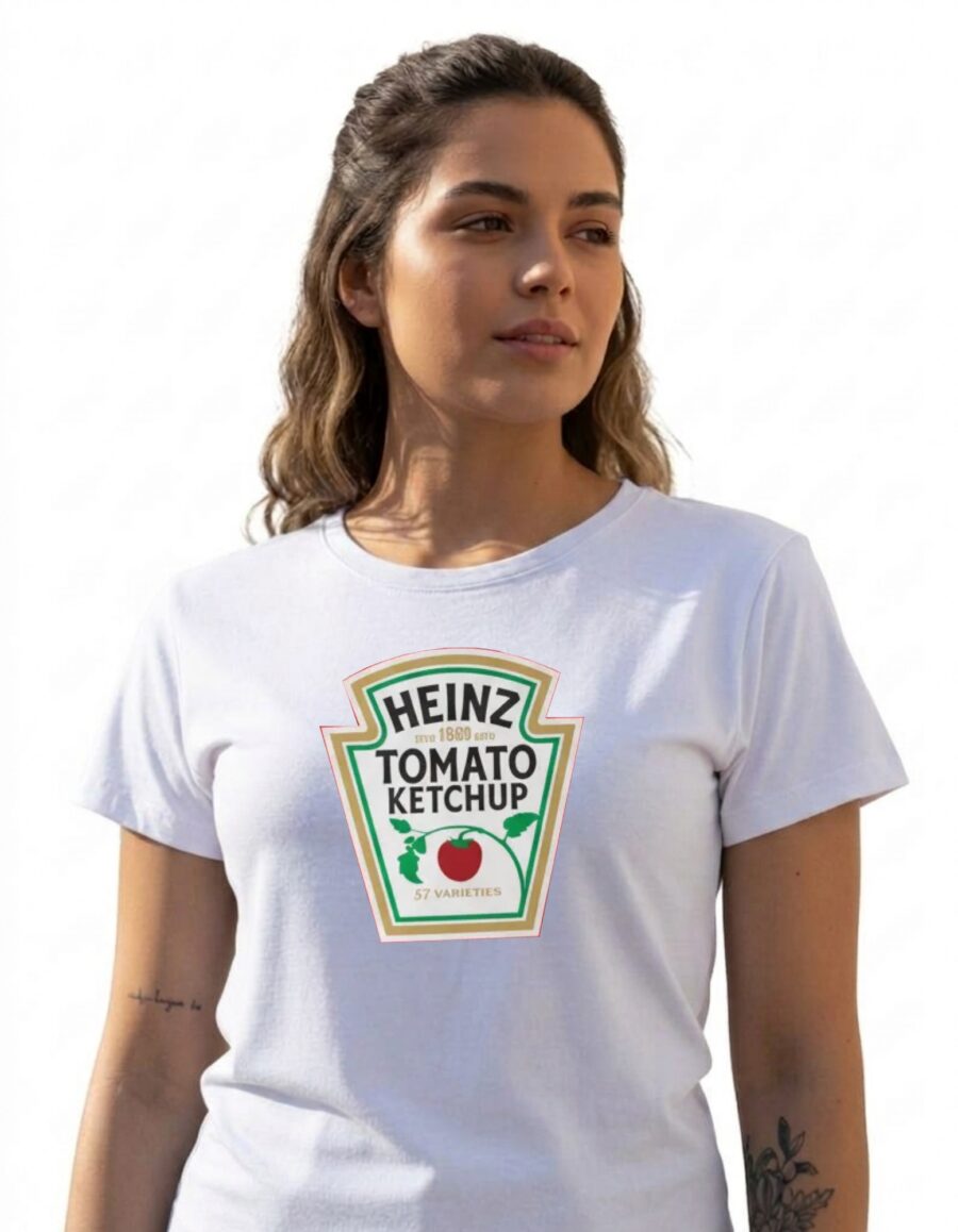Camiseta Branca Ketchup E Mostarda Heinz ( Baby Look) mlc