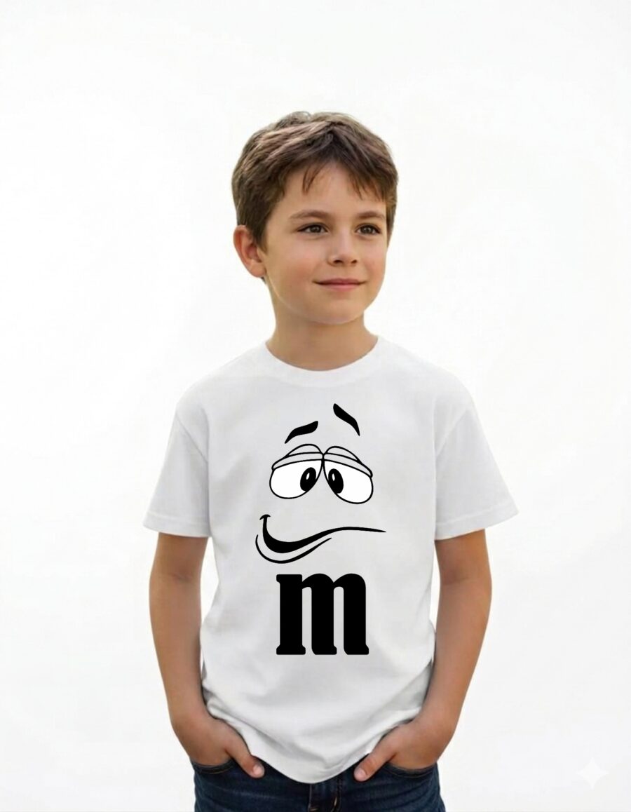 Camiseta Branca Ss Infantil M&m Mod 2 mlc
