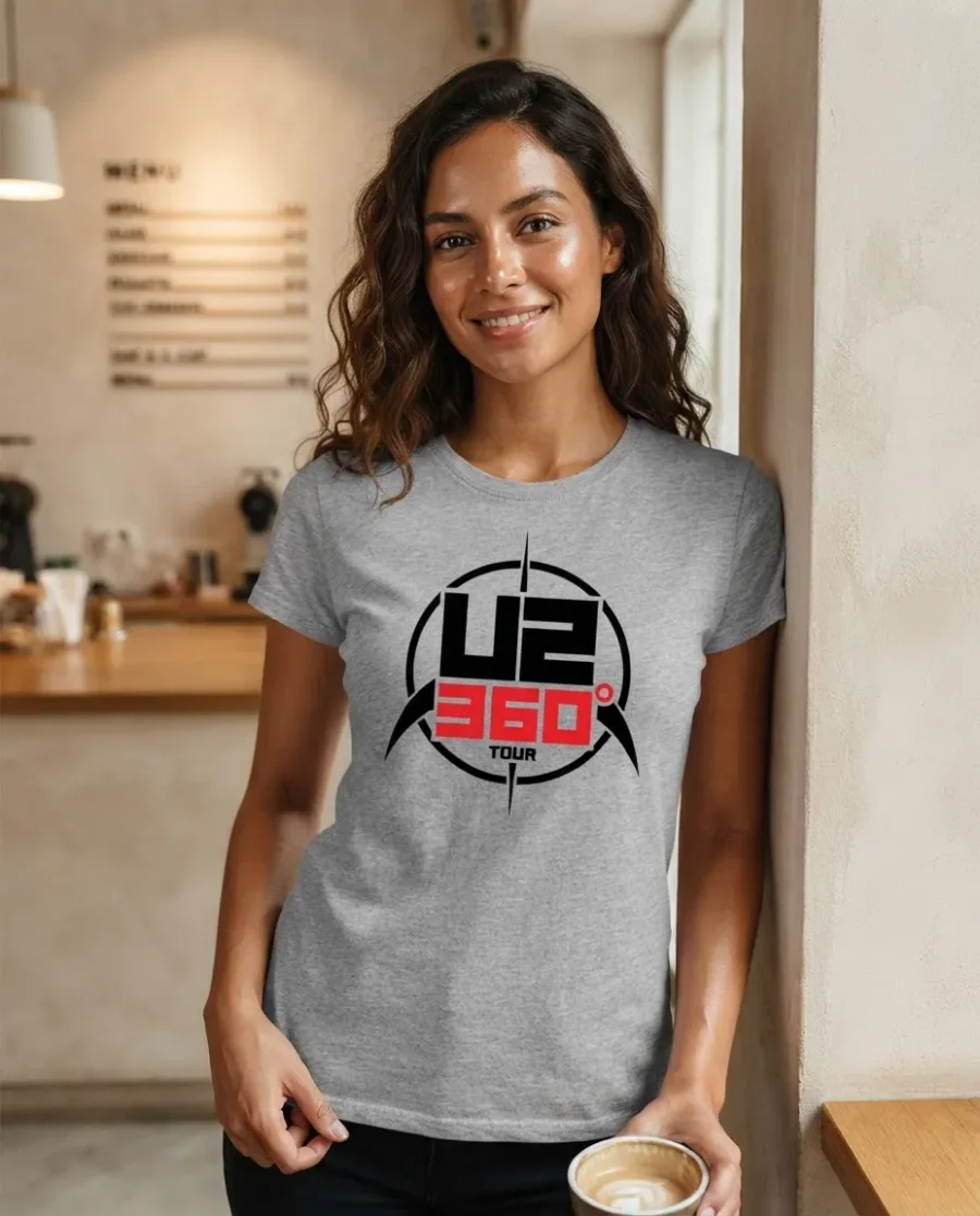 Camiseta Cinza Banda U2, 360 Tour ( Baby Look ) mlca