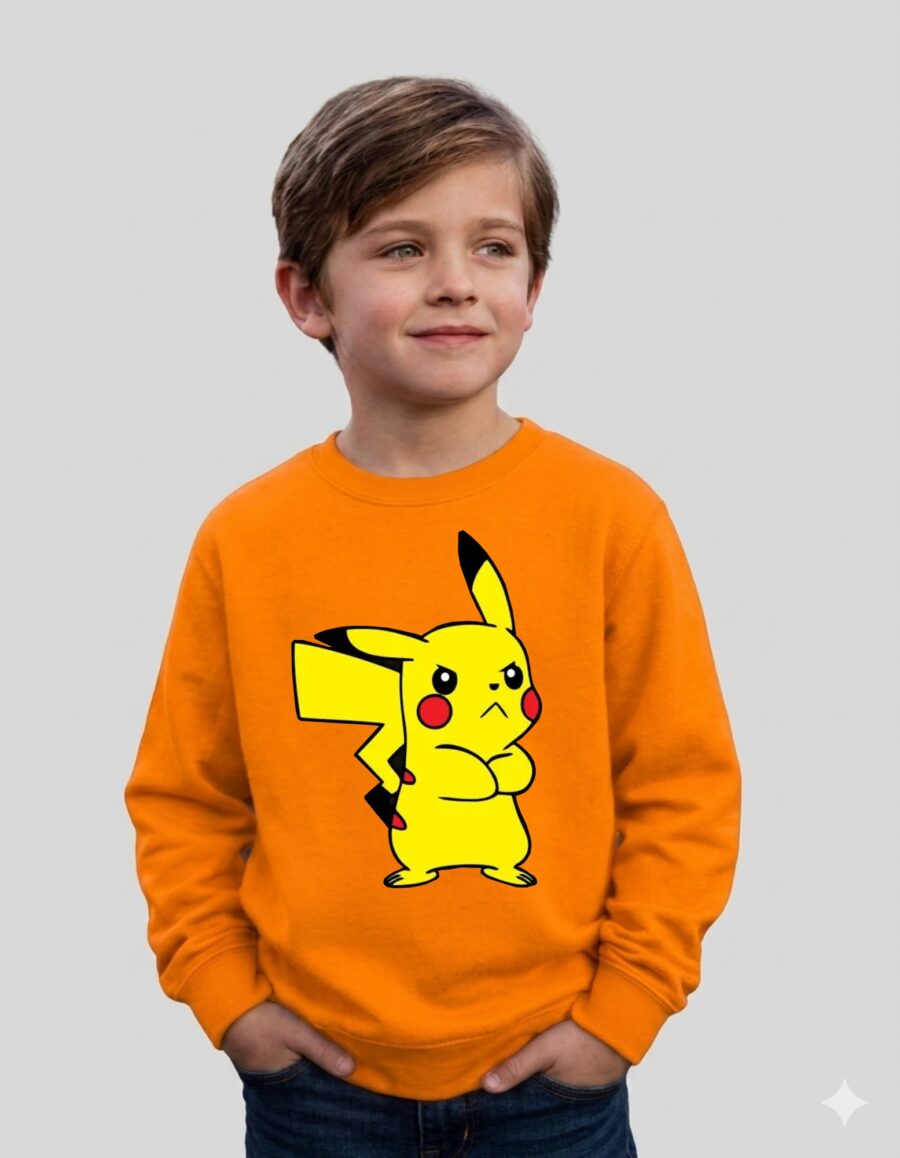Moletom Laranja Algodão Flanelado Infantil Amarelo Pikachu Silk mlc