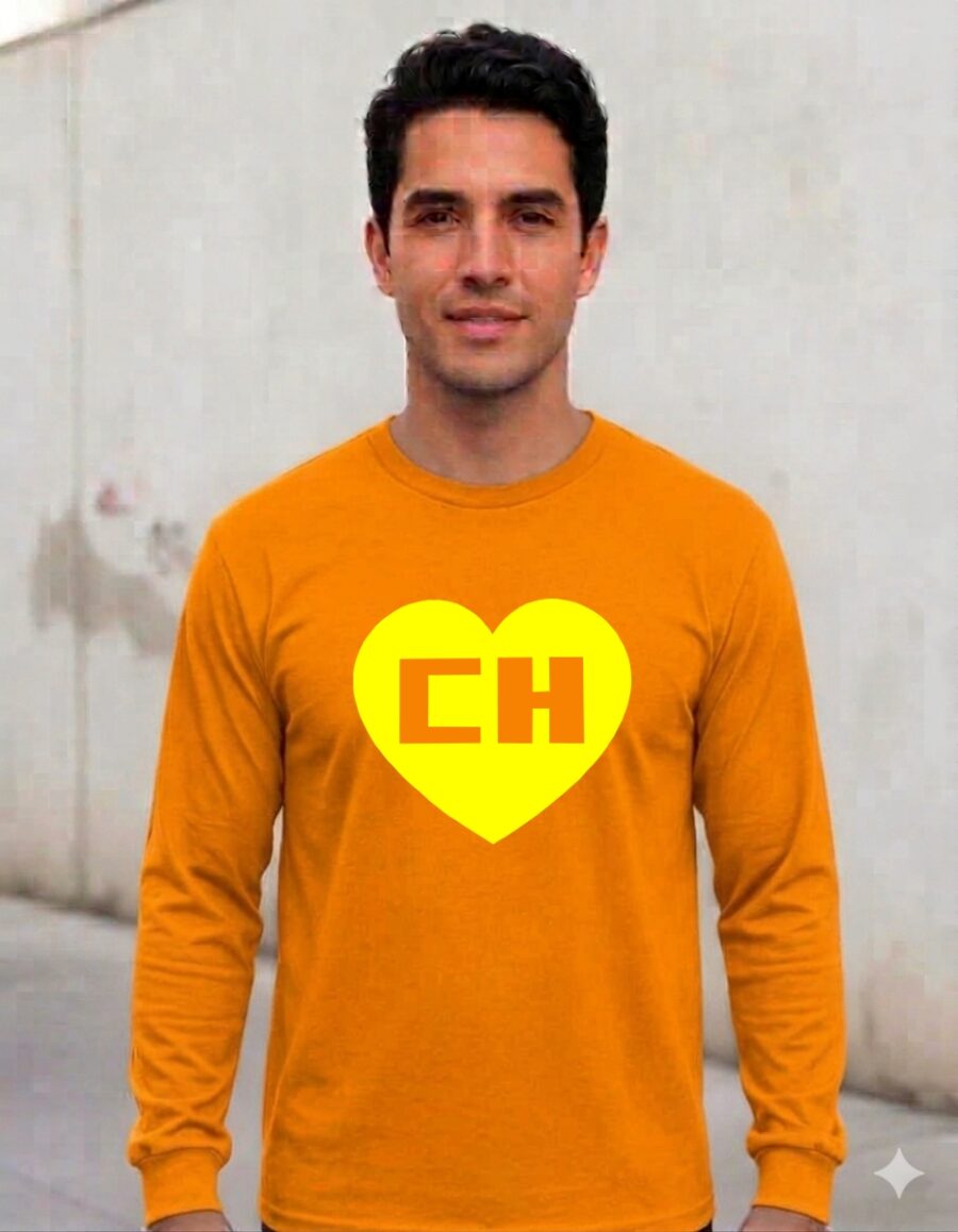 Camiseta Manga Longa Adulto Unissex Chapolin Colorado ( Laranja )
