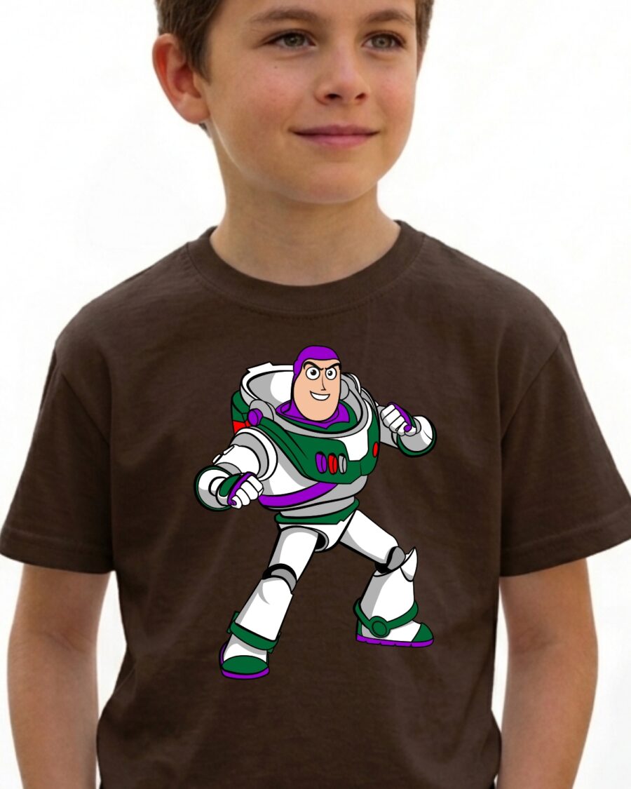 Camiseta Marrom Manga Curta Amarela Infantil Buzz Toy Story mlc
