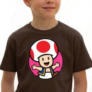 7 Camiseta Marrom Toad Mario Bros Infantil mlc