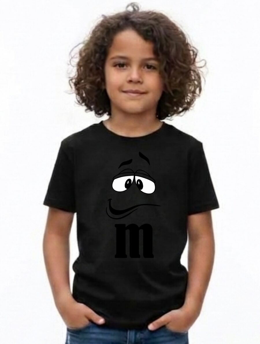 Camiseta Preta Ss Infantil M&m Mod 2 mlc