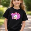 Camiseta Preta Infantil Amy Rose Sonic mlr