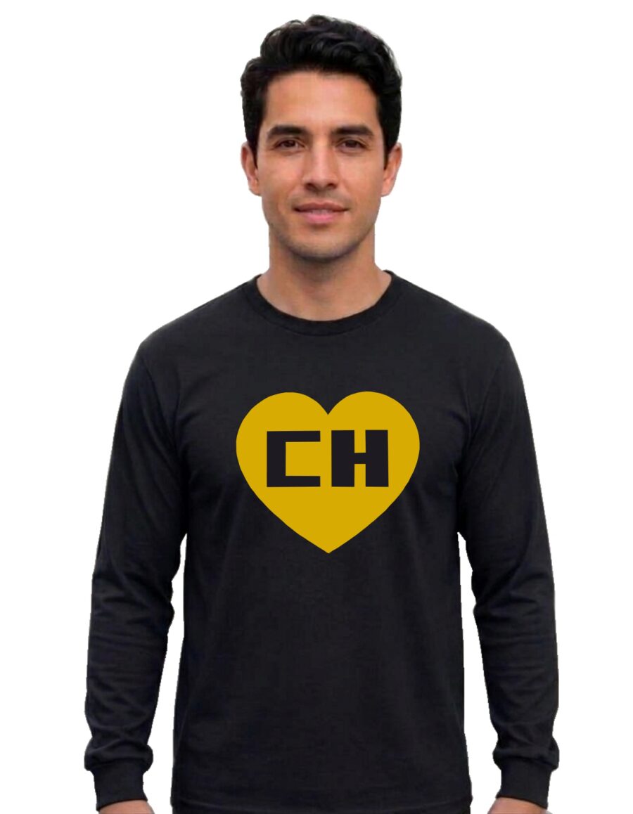 Camiseta Preta Manga Comprida Adulto Unissex Vermelho Chapolin mlca