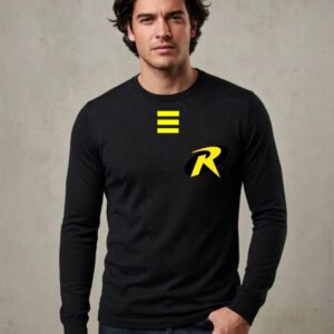 Camiseta Preta Manga Longa Adulto Unissex Robin Super Herói DC spe