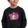 Moletom Preto Infantil Unissex Amy Rose Sonic Preto Gola Careca mlr