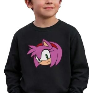 8 Moletom Preto Infantil Unissex Amy Rose Sonic Preto Gola Careca mlr
