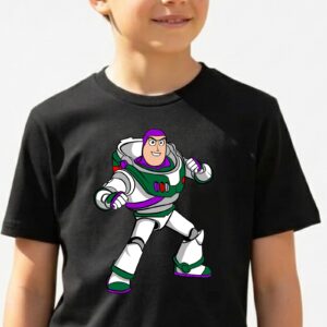 8 Camiseta Preta Manga Curta Amarela Infantil Buzz Toy Story mlc
