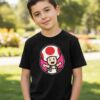 Camiseta Preta Toad Mario Bros Infantil mlc