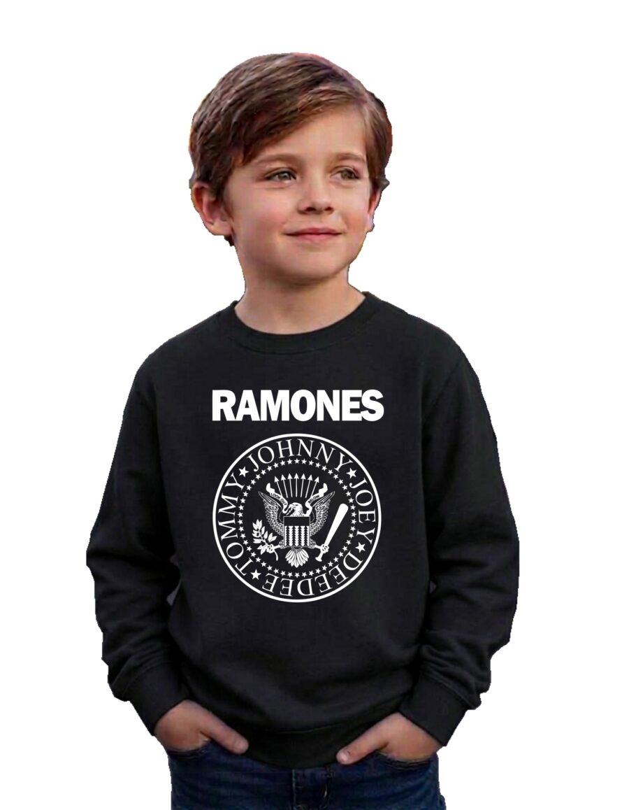 Moletom Preto Algodão Flanelado Preto Infantil Ramones Premium mlc