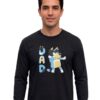 Camiseta Preta Manga Longa Bluey Bandit Pai Dia Dos Pais Branca mlr