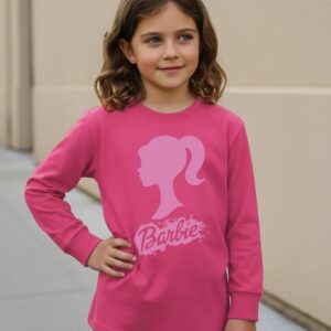 9 Camiseta Rosa Manga Comprida Longa Unissex Infantil Rosa Barbie mlr