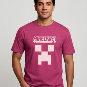 9 Camiseta Rosa Ss Adulto Minecraft mlc