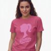 Camiseta Rosa Manga Curta Baby Look Feminina Rosa Barbie mlr