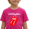 Camiseta Rosa Infantil Unissex Rolling Stones Logo Banda Rock mlr