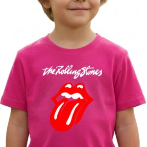 9 Camiseta Rosa Infantil Unissex Rolling Stones Logo Banda Rock mlr