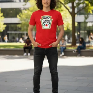a Camiseta Vermelha Ketchup Heinz Adulto Tradicional mlr