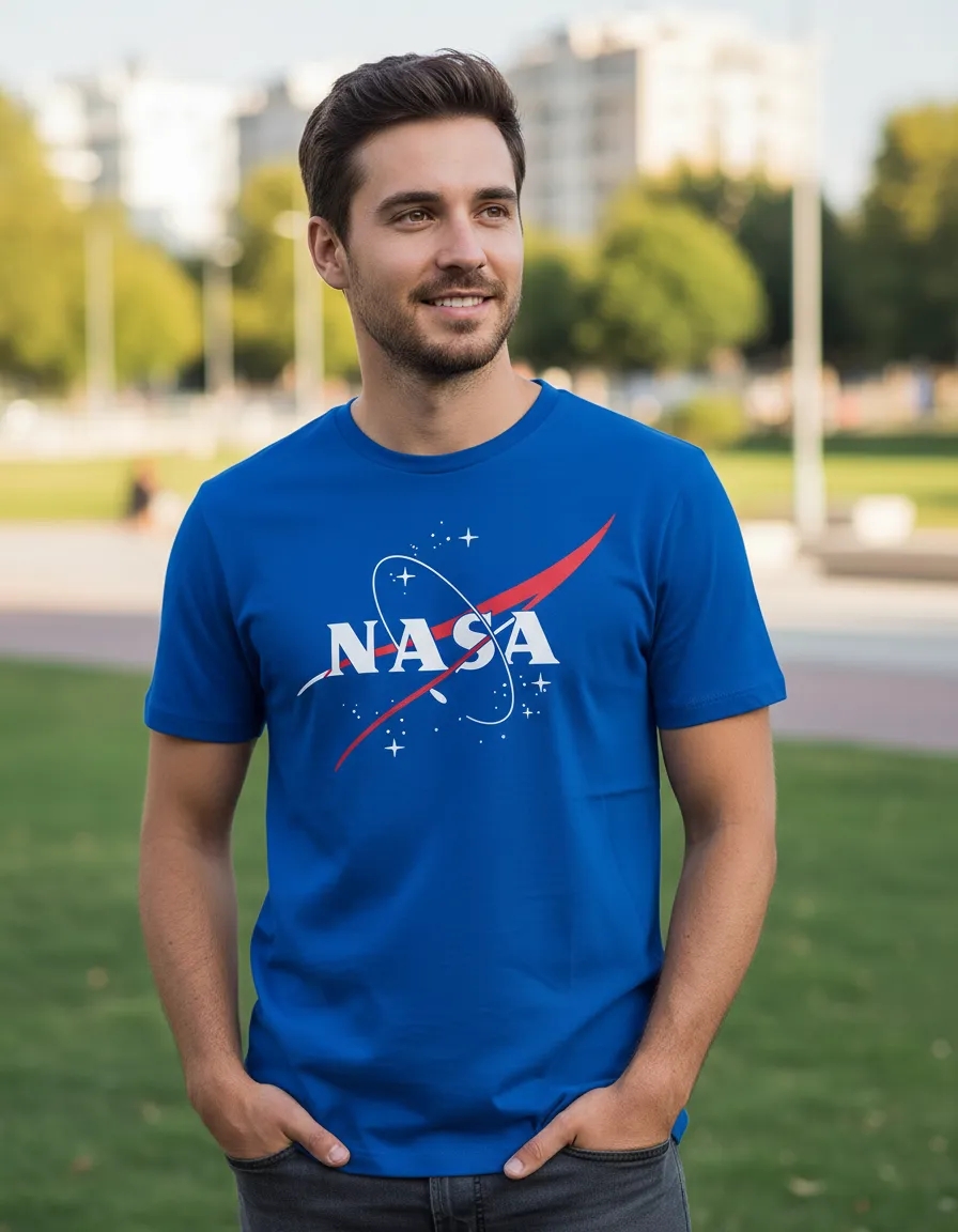 Camiseta Azul Adulto Masculino Nasa mlc