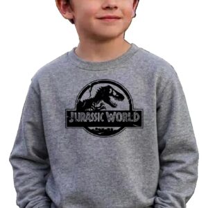 a Moletom Flanelado Jurassic World Silhueta Cinza Infantil