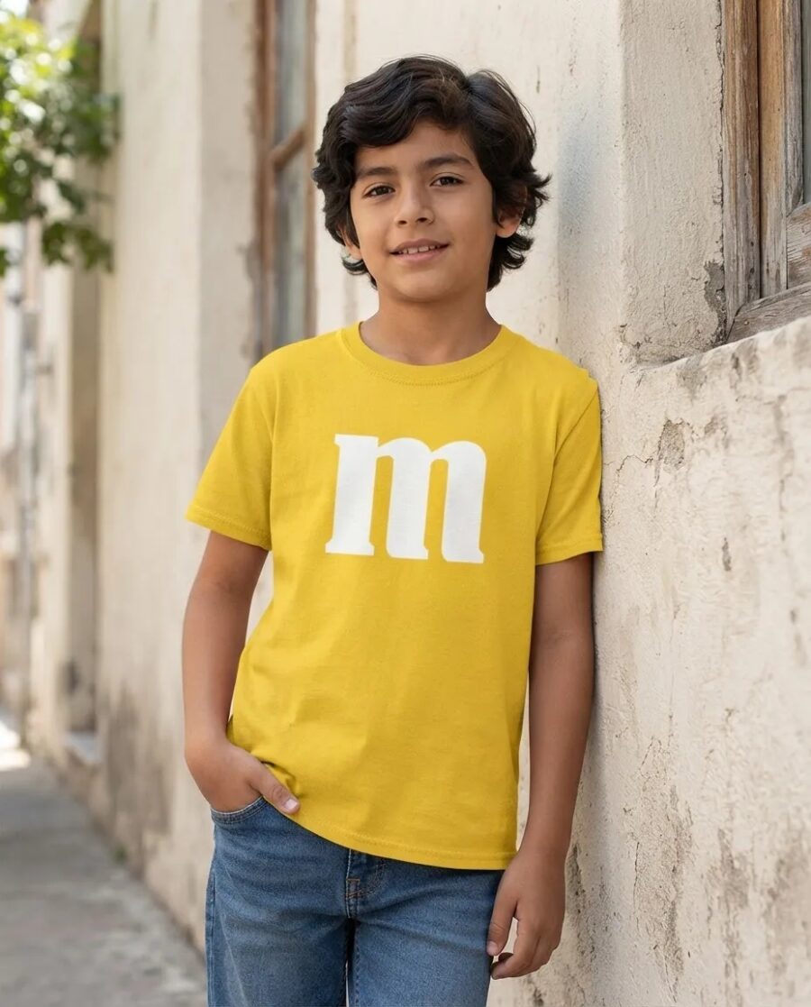 Camiseta Amarela Unissex Infantil M&m M