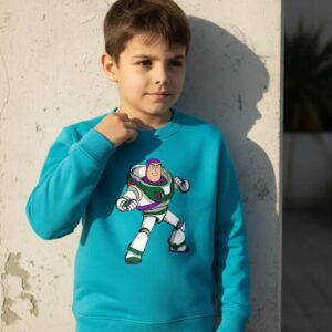 a Blusa Moletom Buzz Lightyear Toy Story Infantil ( Azul Turquesa )