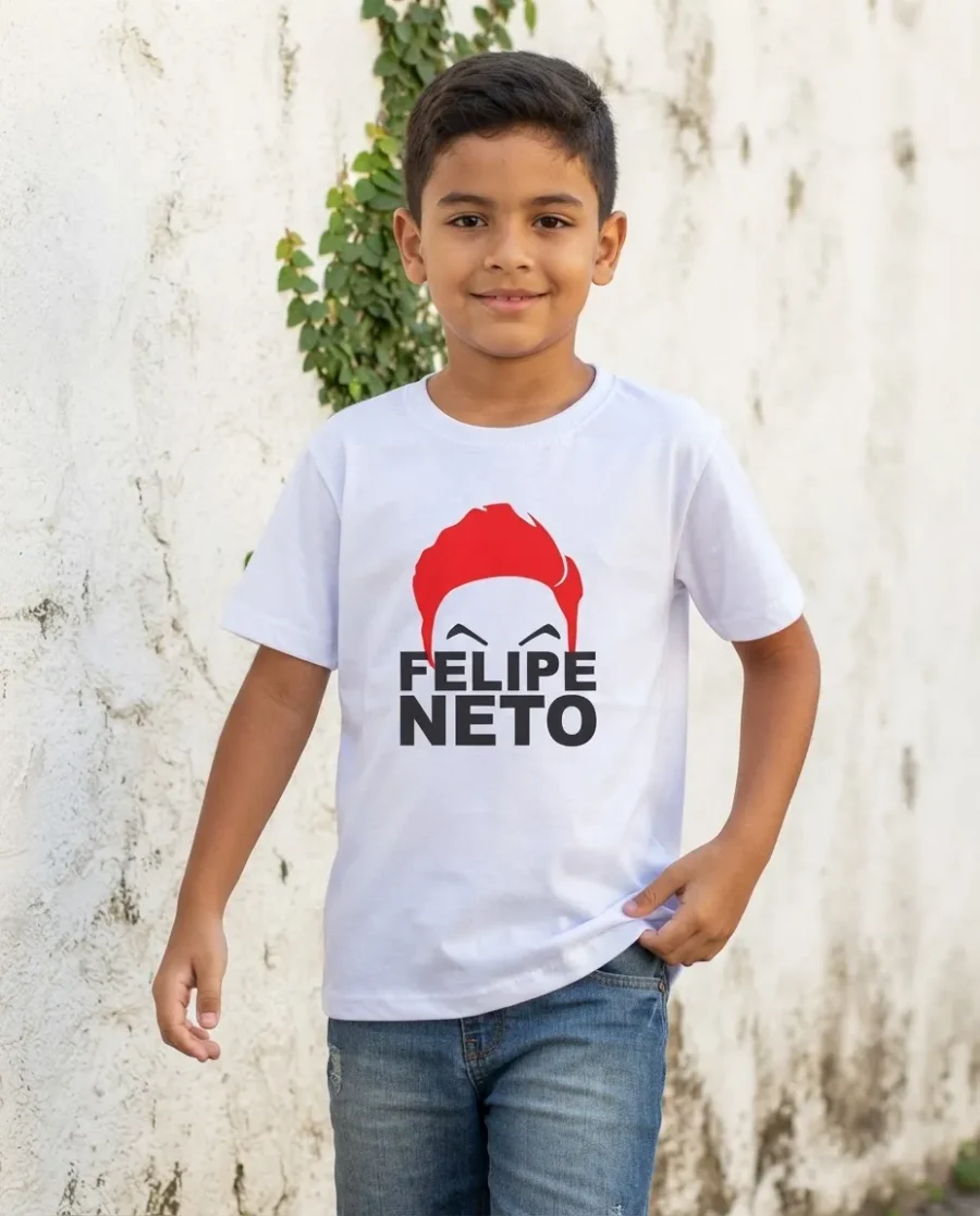Camiseta Felipe Neto Infantil Branca