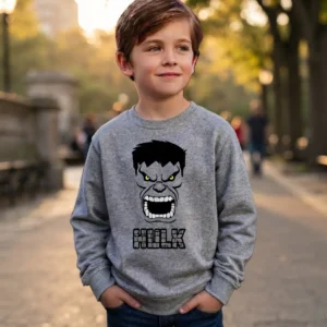 a Blusa Moletom Hulk Marvel Infantil Cinza