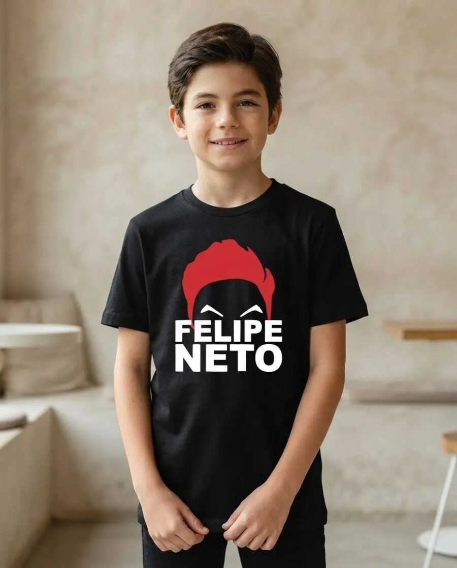 Camiseta Felipe Neto Infantil Preta